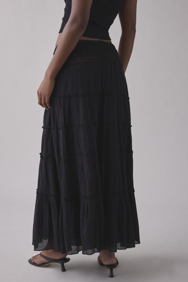 Kimchi Blue Ellie Crochet Waistline Tiered Maxi Skirt #4