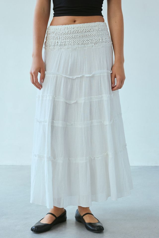 Kimchi Blue Ellie Crochet Waistline Tiered Maxi Skirt #1