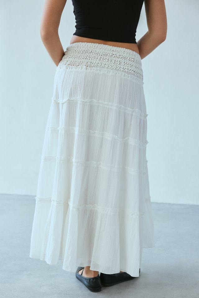 Kimchi Blue Ellie Crochet Waistline Tiered Maxi Skirt #4