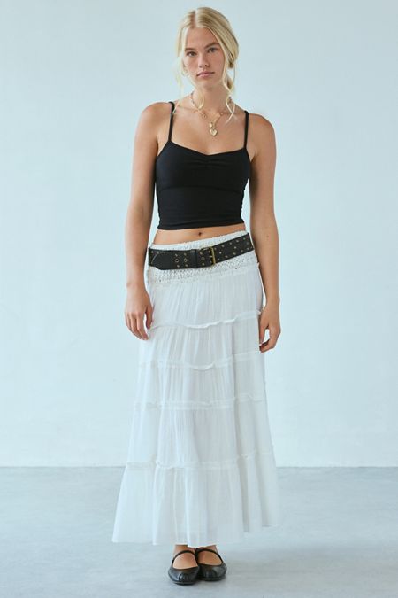 Kimchi Blue Tiered Ruffle Midi Skirt | Urban Outfitters Kimchi Blue Tiered Ruffle Midi Skirt | Urban Outfitters