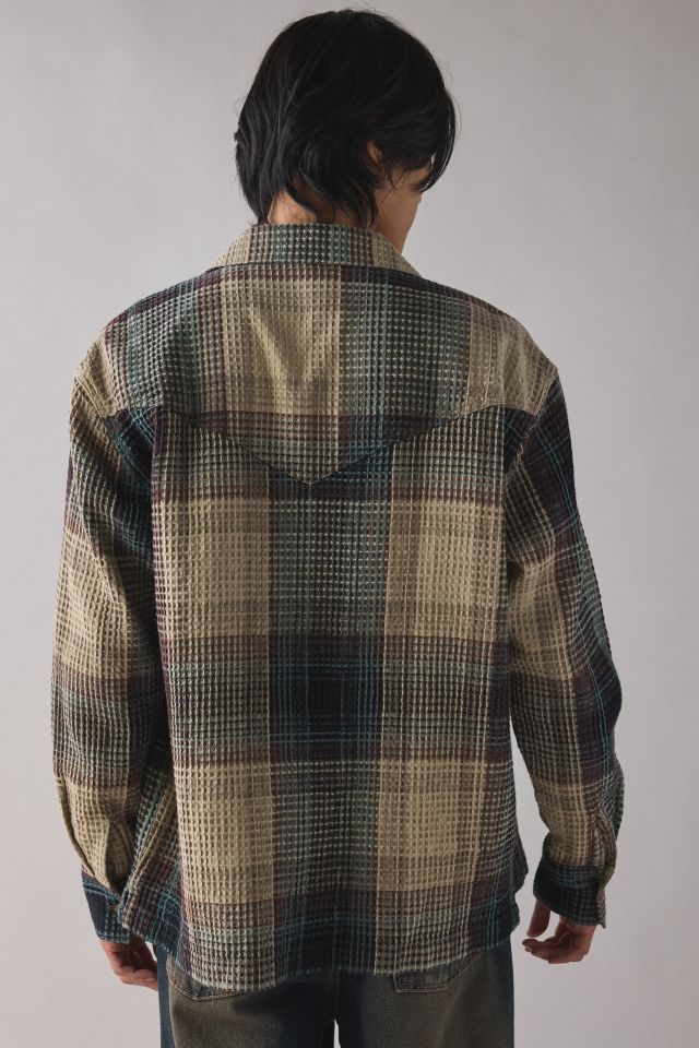 Wrangler Western Waffle Plaid Long Sleeve Shirt #1