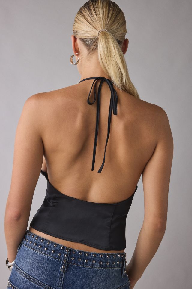 UO Deja Satin Cowl Neck Halter Cami #1