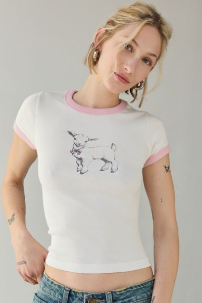 BDG Binx Raw-Edge Cropped Baby Tee