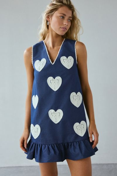 Sister Jane Heart To Heart Denim Shift Mini Dress