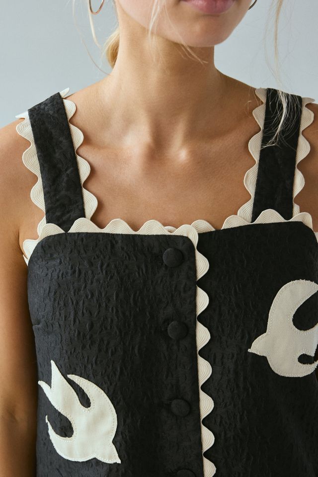 Sister Jane Swallow Hearts Applique Button-Front Mini Dress #1