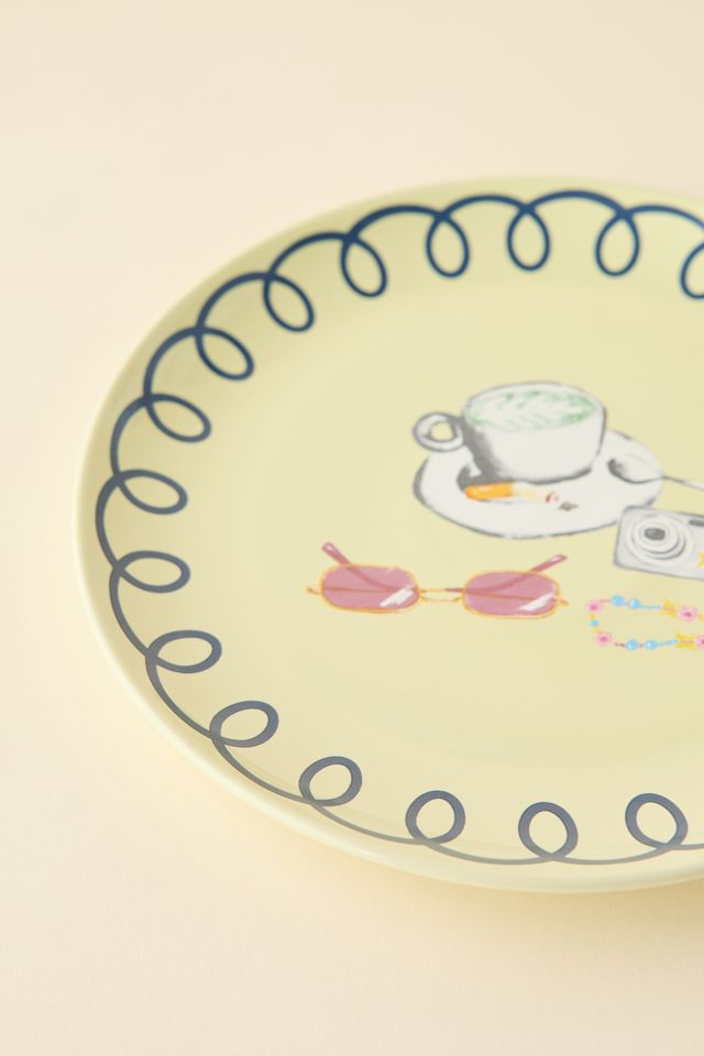 Assiette de dîner en céramique à imprimé graphique #1