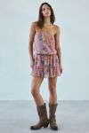 UO Julie Strapless Tiered Chiffon Mini Dress