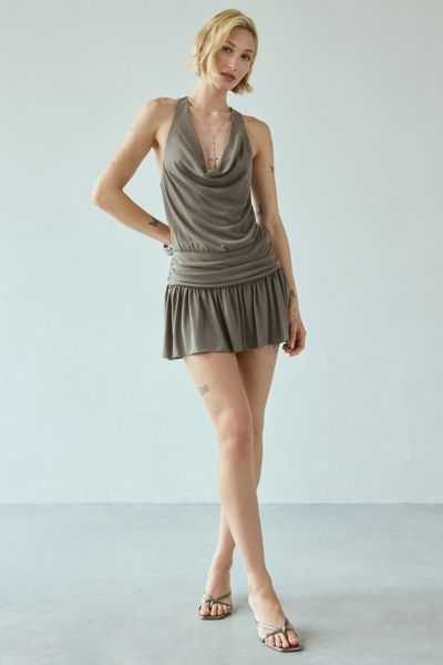 UO Pamela Cowl Neck Draped Knit Mini Romper