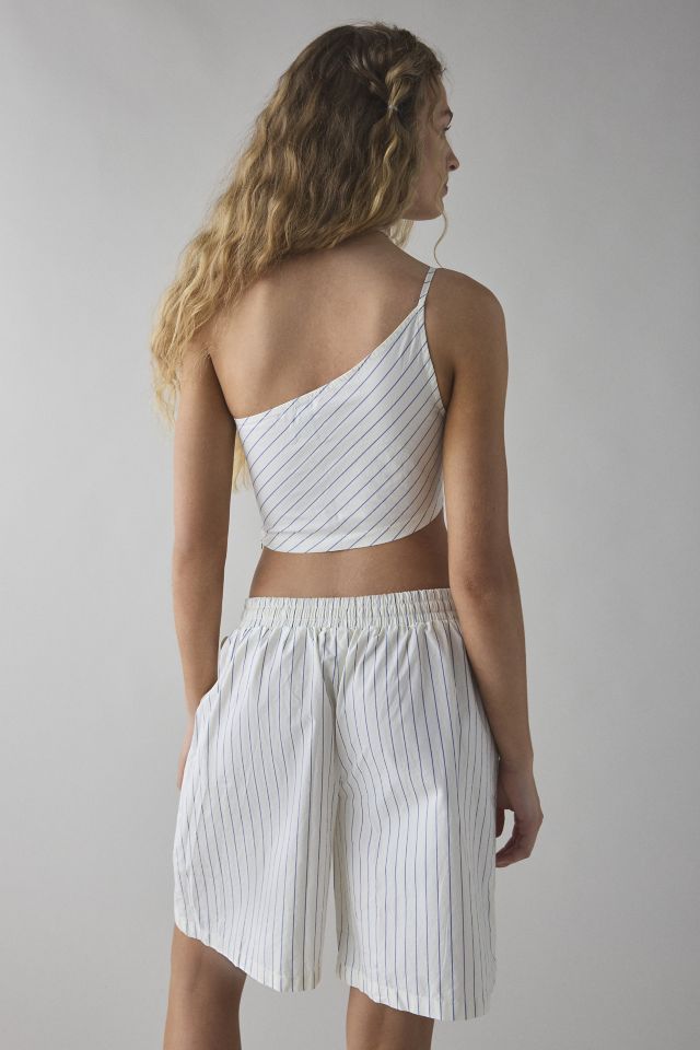 BDG Chelsea Striped Cotton One-Shoulder Crop Top & Longline Short Set #2