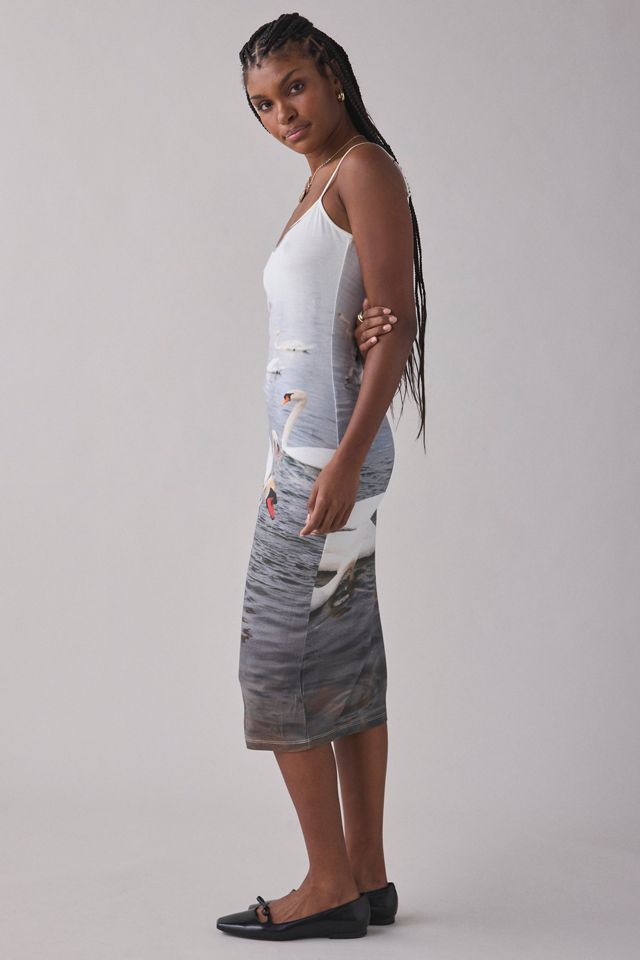 Robe fourreau mi-longue Tyler McGillivary à imprimé cygne #2