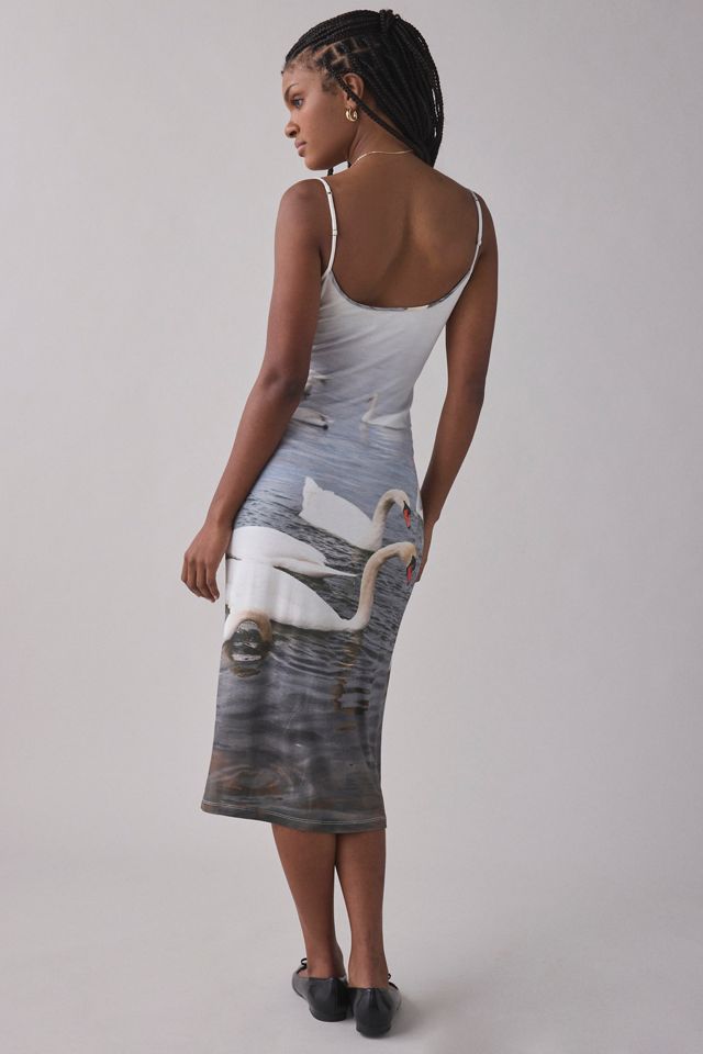 Robe fourreau mi-longue Tyler McGillivary à imprimé cygne #3