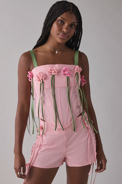Tyler McGillivary Sylvia Floral Applique Ribbon Corset Top | Urban