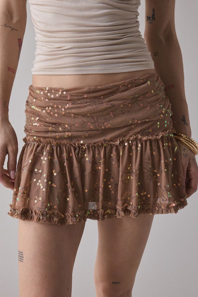 Kimchi Blue Janie Sequin-Embroidered Mesh Foldover Mini Kimchi Blue Janie Sequin-Embroidered Mesh Foldover Mini