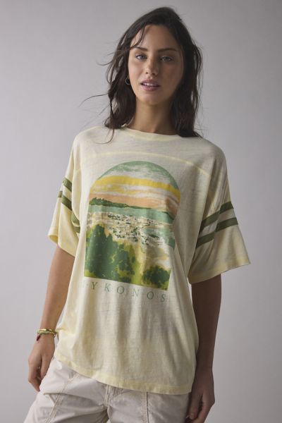 BDG ROWAN MYKONOS GRAPHIC OVERSIZED TEE IN YELLOW, WOMEN'S AT URBAN OUTFITTERS 