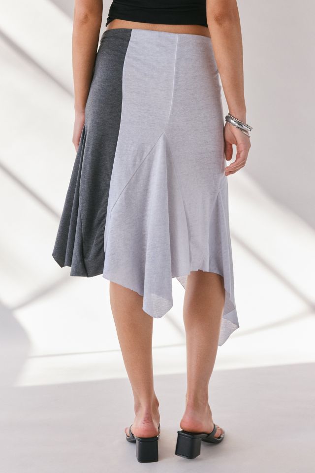Jaded London Sasha Asymmetric Spliced Jersey Midi Skirt