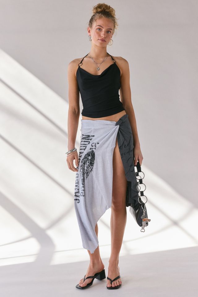 Jaded London Sasha Asymmetric Spliced Jersey Midi Skirt