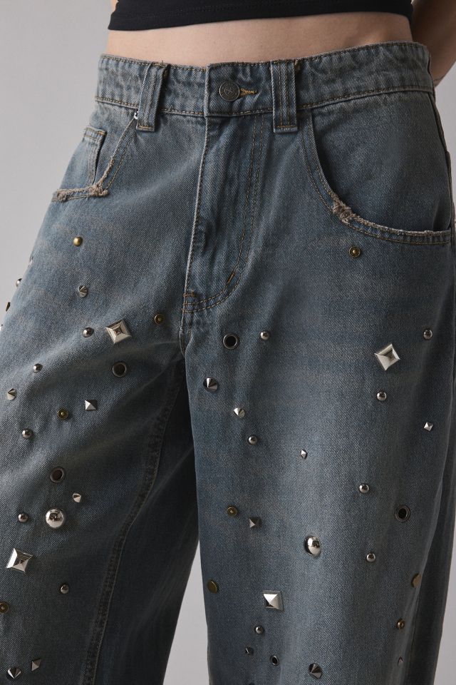 【JADED LONDON】Nailed Studded Colossus Jeans Nailed Studded Colossus Jeans in Vintage Blue Wash | Jaded