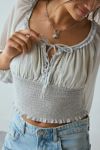 Kimchi Blue Daylight Smocked Tie-Front Cropped Blouse