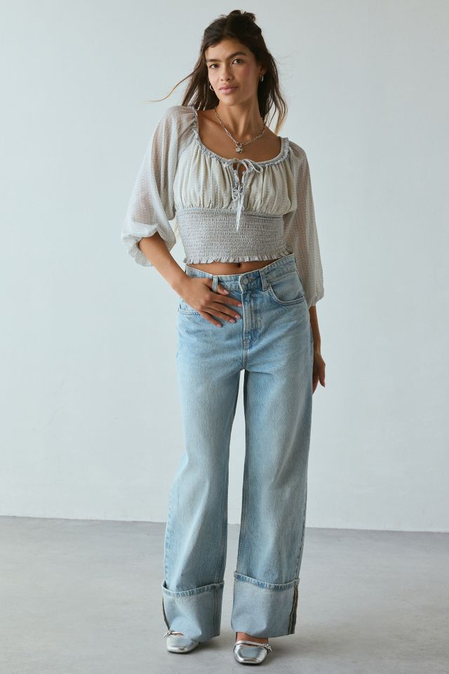 Kimchi Blue Daylight Smocked Tie-Front Cropped Blouse #2