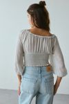 Kimchi Blue Daylight Smocked Tie-Front Cropped Blouse