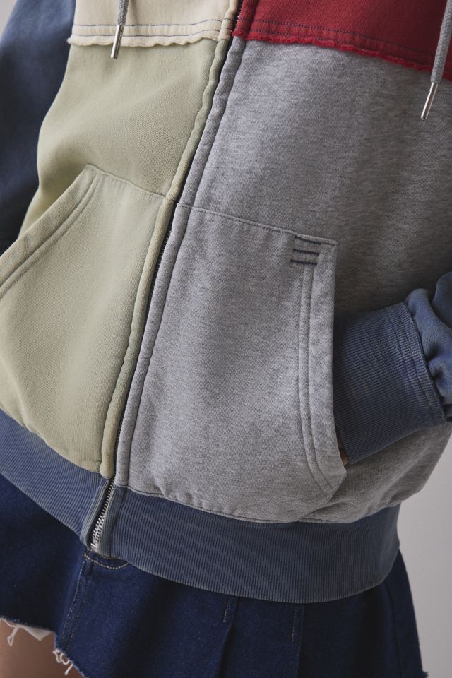 BDG Dusty Colorblock Patchwork Oversized Zip-Up Hoodie Sweatshirt #1