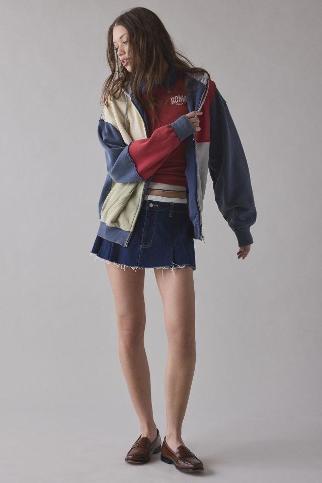 BDG Dusty Colorblock Patchwork Oversized Zip-Up Hoodie Sweatshirt #2
