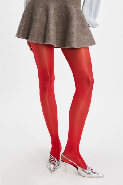 Lechery Shiny 20 Denier Sheer Tights In Red, Women's At Urban Outfitters In Red