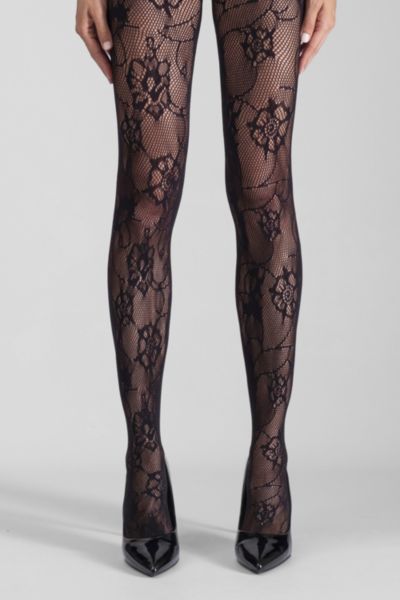 Shop Lechery Floral Net Tights In Black, Women's At Urban Outfitters
