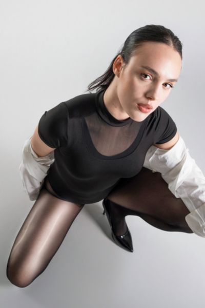 Lechery Shiny 40 Denier Semi-opaque Tights In Black, Women's At Urban Outfitters In Black