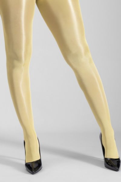 Lechery Shiny 40 Denier Semi-opaque Tights In Yellow, Women's At Urban Outfitters In Yellow