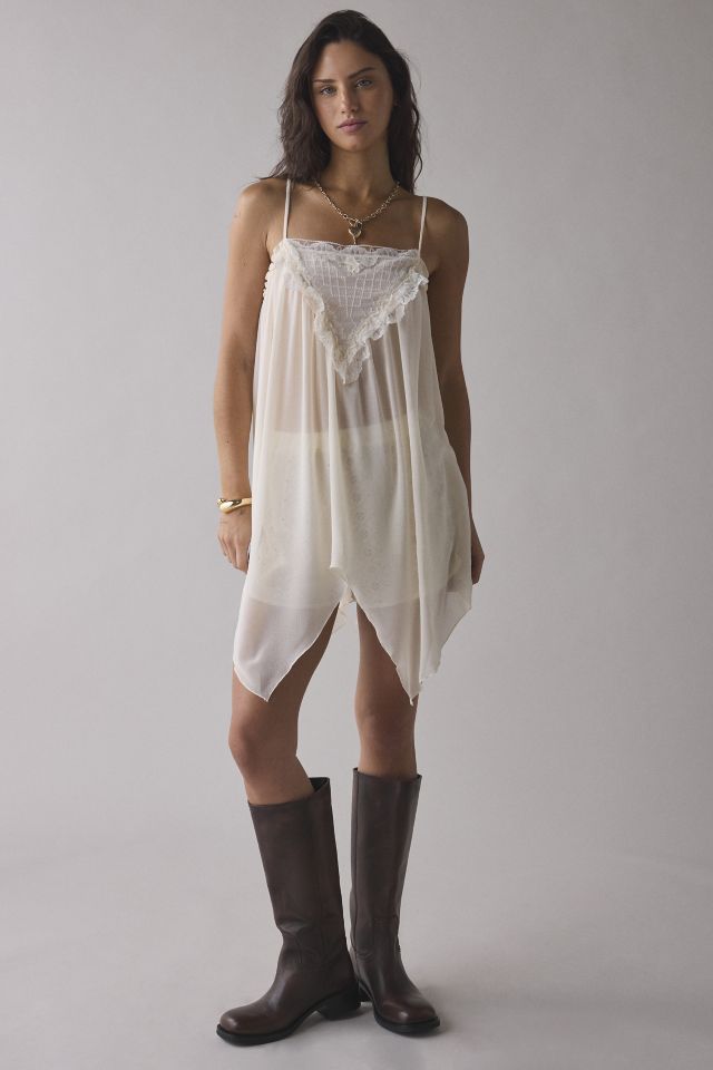 Out From Under Justine Sheer Lace-Trim Hanky Hem Slip