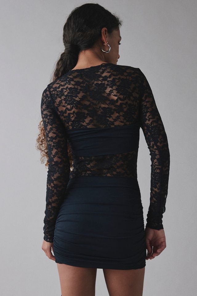 Cold Shoulder Lace Overlay Mini Dress main image 0