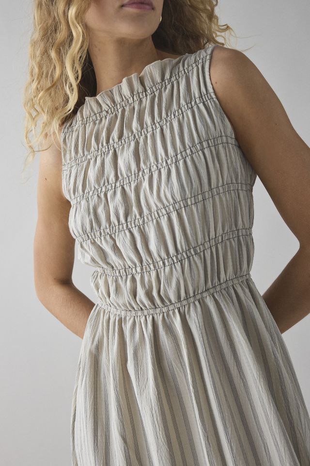 Daisy Street Striped Shirred Sleeveless Midi Dress #1
