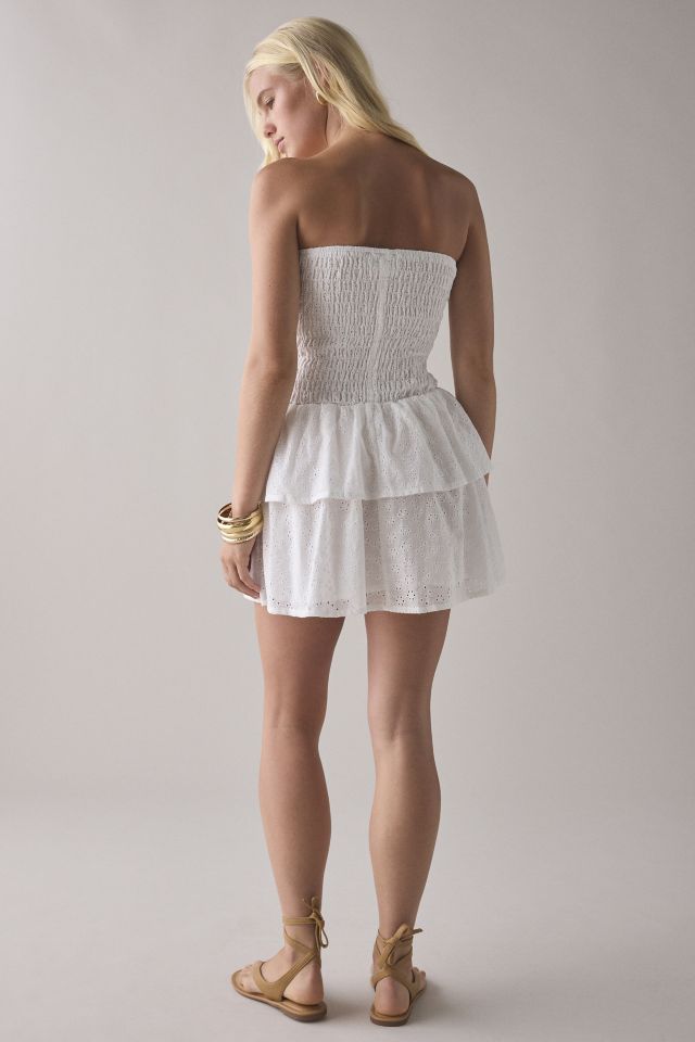Daisy Street Broderie Bandeau Drop Waist Tiered Mini Dress #1