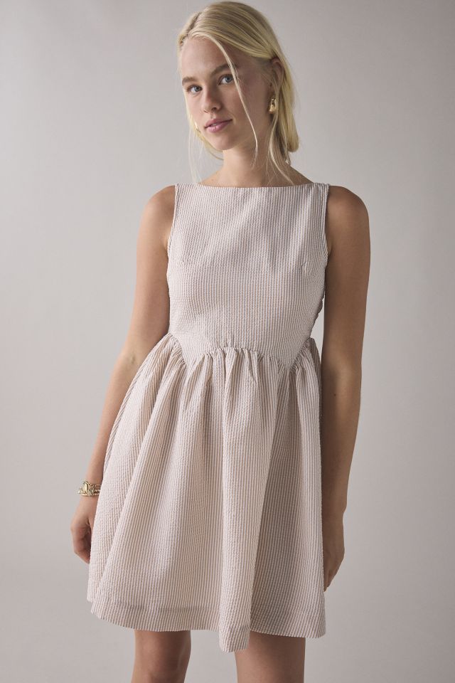 Daisy Street Seersucker Keyhole Tie-Back Smock Mini Dress #2