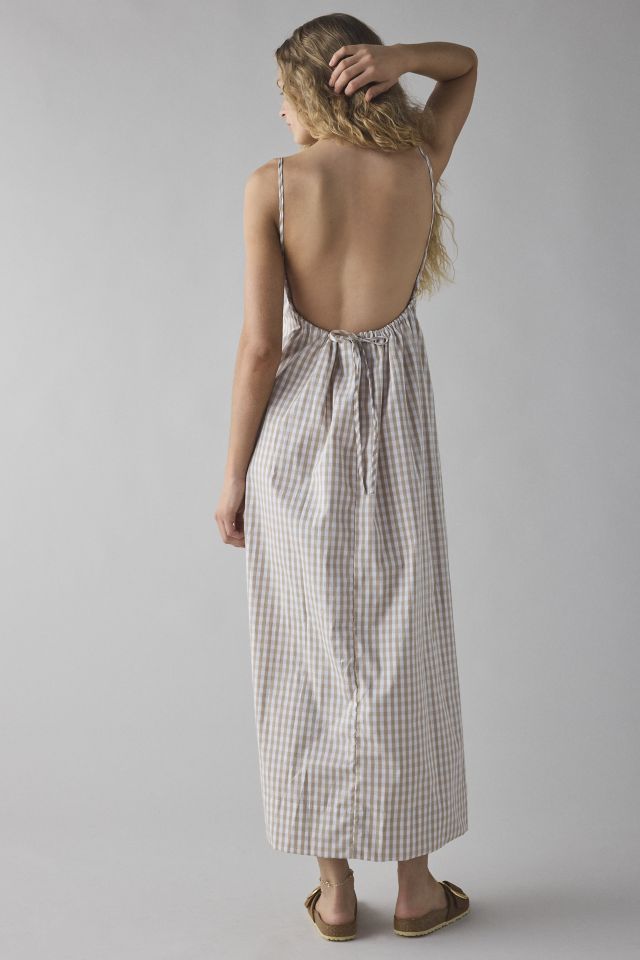 Daisy Street Gingham Cotton Backless Babydoll Maxi Dress #1