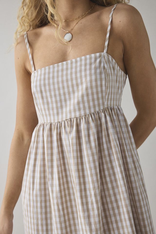 Daisy Street Gingham Cotton Backless Babydoll Maxi Dress #2