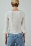 Kimchi Blue Zarina 3/4 Bell Sleeve Eyelet Knit Crop Top