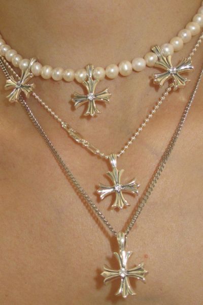 Rimor Jewelry Rimor Argent Cross 95 Stainless Steel Necklace In Silver, Women's At Urban Outfitters In Silver