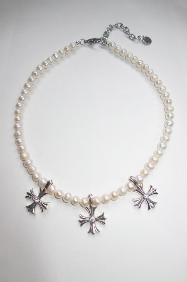 RIMOR Trio Argent Cross Pearl Choker #2