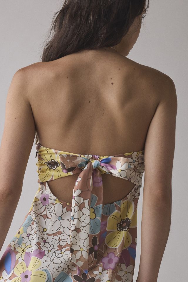 Mini-robe bustier en satin UO Laura avec nœud au dos #3