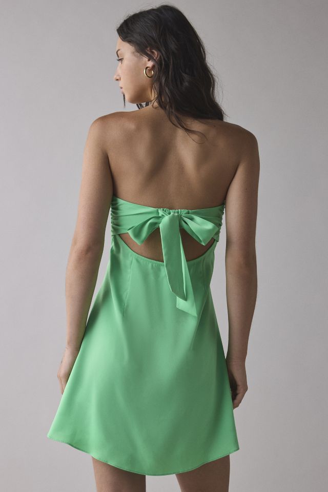 UO Laura Satin Tie-Back Bow Strapless Mini Dress #4