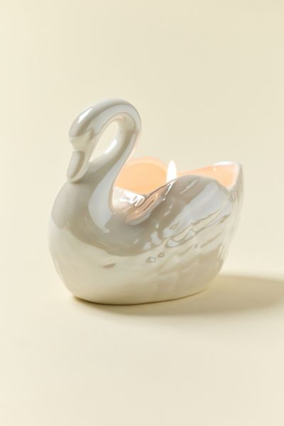 Urban Outfitters Ceramic Swan 5.5 oz Scented Candle In Sheer Musk/vanilla At