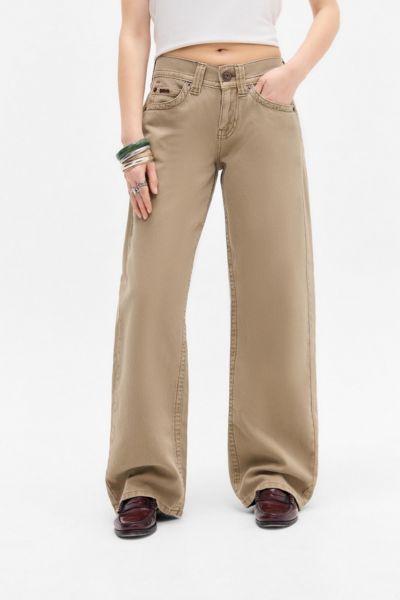 BDG KAYLA LOWRIDER TEXTURED STRIPE PANT IN STONE, WOMEN'S AT URBAN OUTFITTERS 