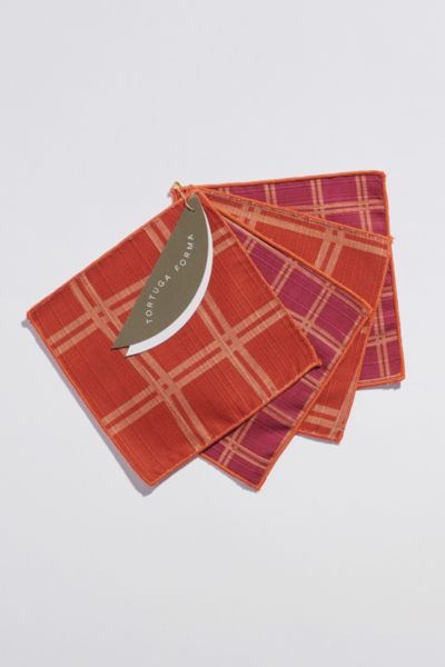 Tortuga Forma Double Sided Cocktail Napkin Set In Vino At Urban Outfitters In Red