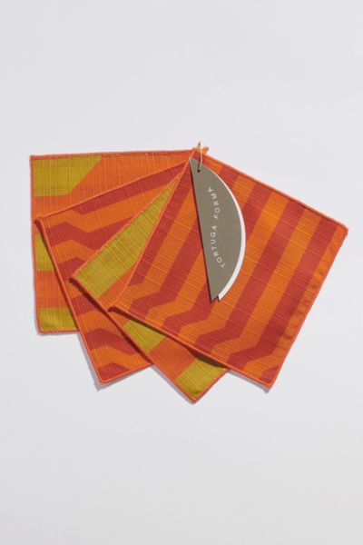 Tortuga Forma Double Sided Cocktail Napkin Set In Vermillion At Urban Outfitters In Orange