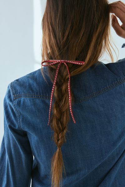 Studded Suede Hair Bow Clip Set