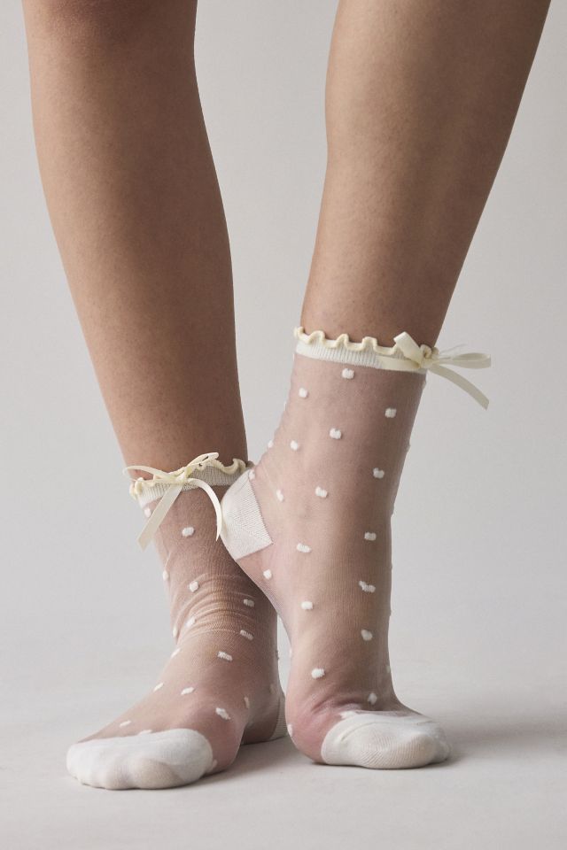 Sheer Polka Dot Crew Sock #1