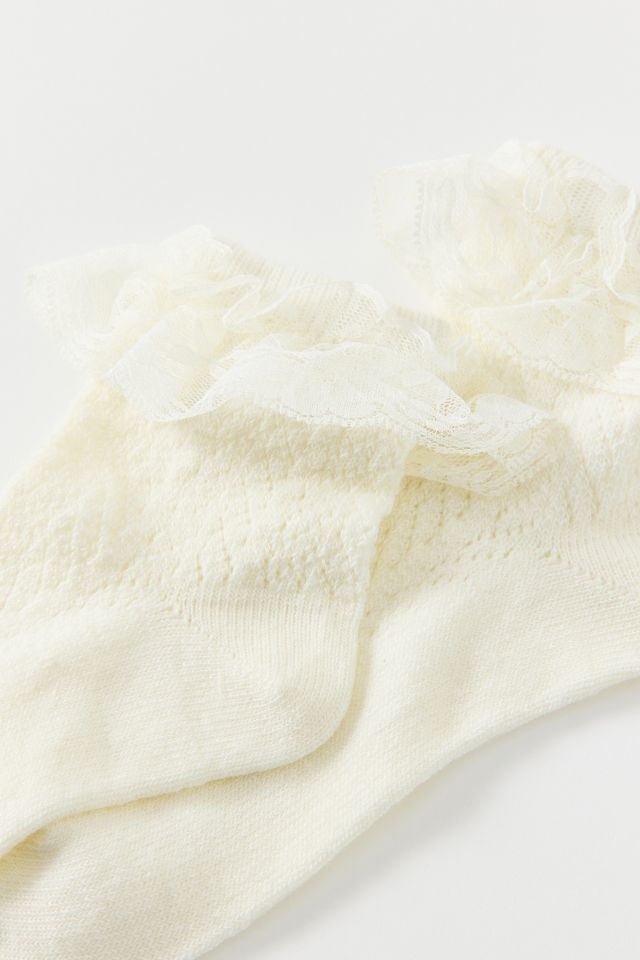 Lace Ruffle Pointelle Ankle Sock #1