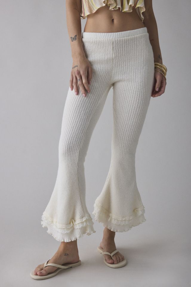 Zemeta Forgive Knit Frill Semi-Sheer Knit Flare Pant #1